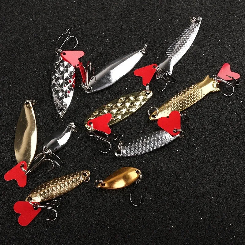 Metal sequin fishing lure kit with box iron and gold silver reflective false bait