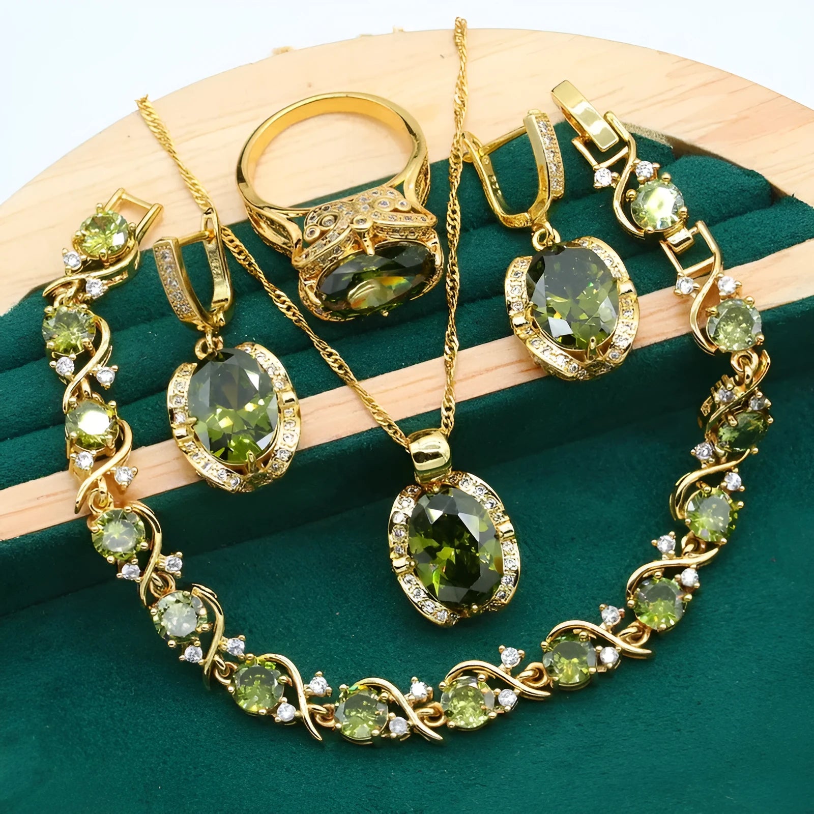 Women's rhinestone zircon jewellery set with cross, crown, and Roman numeral designs on a snake bones chain.