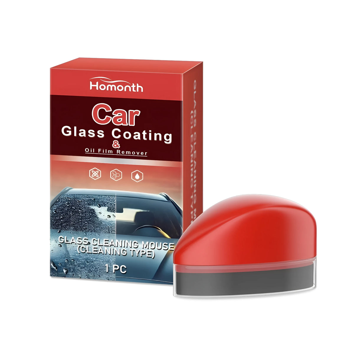 Glass cleaning mouse oil film remover 11.3x6.5cm for car windscreens and household glass