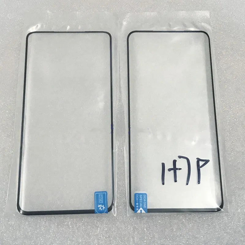 OnePlus 7 Pro replacement glass touch screen with OCA adhesive for phone repair.