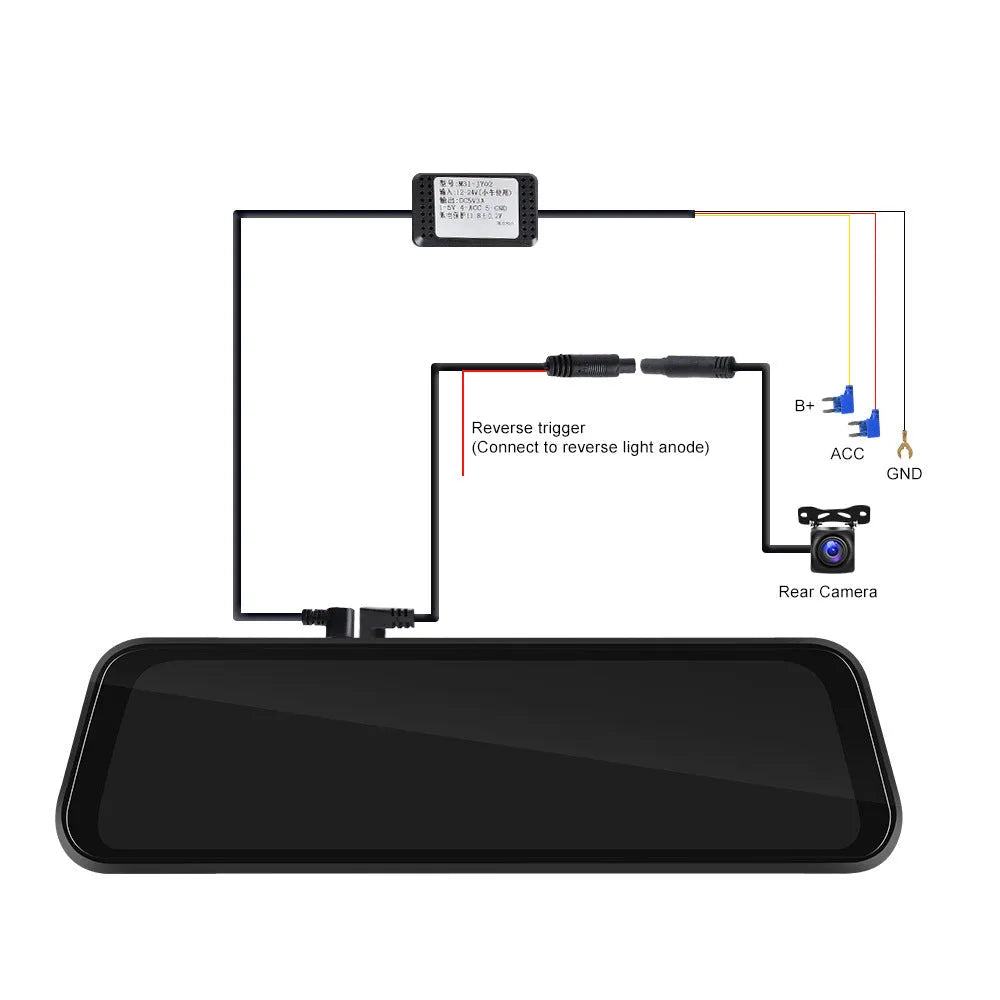 9.66-inch touchscreen car dashboard camera mirror showing video display and smartphone interface