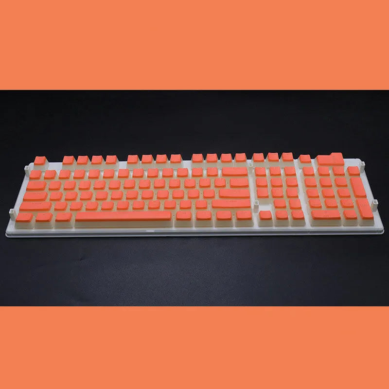 108 key double skin pudding cream PBT translucent mechanical keyboard keycap set showing RGB backlight enhancement