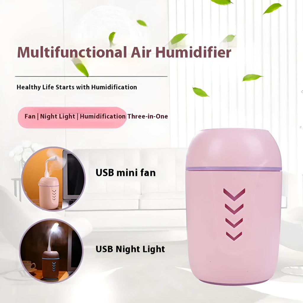 Round portable air purifier in blue colour for vehicle, desktop, or office use with USB and battery power options