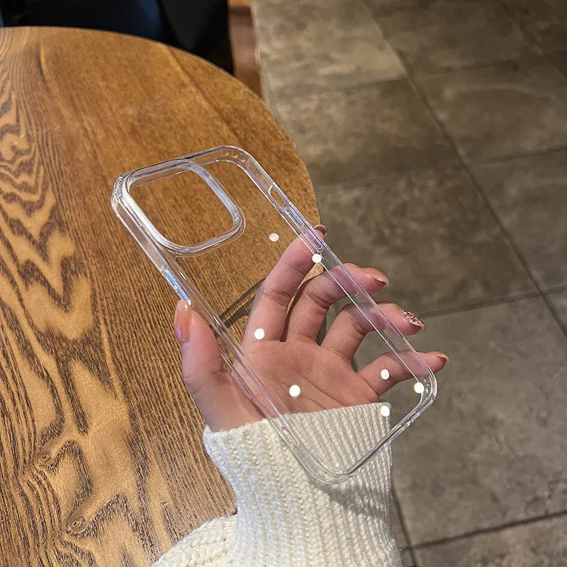 Transparent acrylic phone case for iPhone and Samsung with TPU bumper and airbag protection