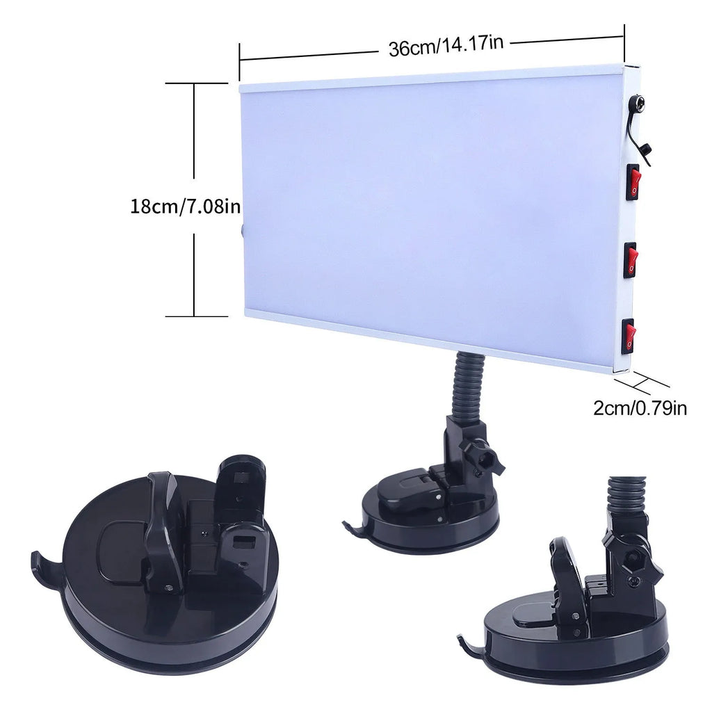White MPT X009 car dent repair detector kit with concave inspection light and metal alloy tools