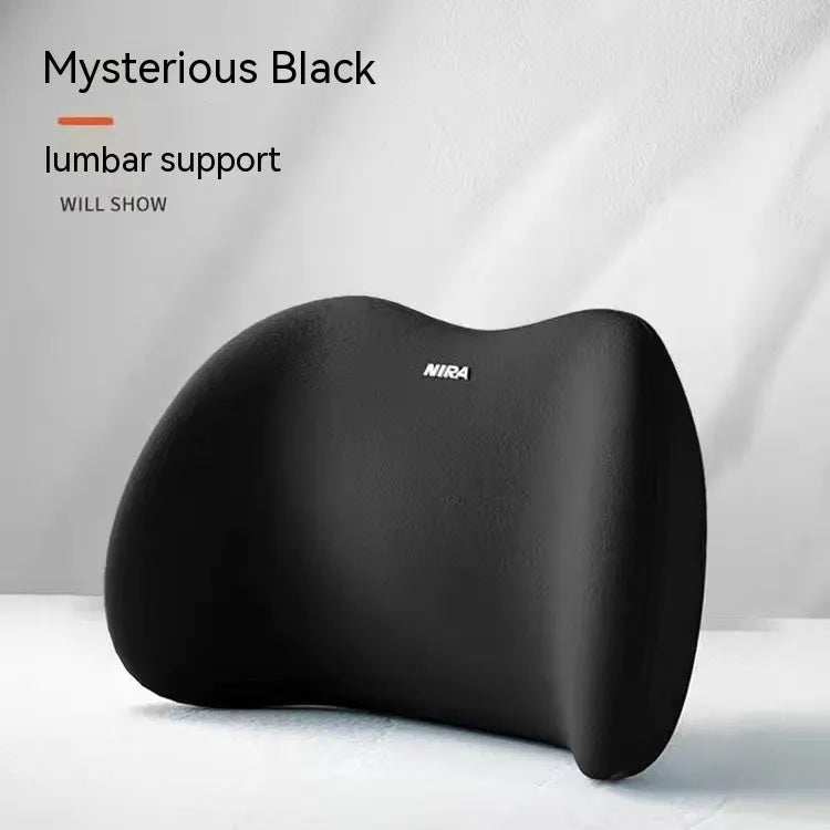 Car headrest and lumbar support pillow set with memory foam filling in five colour options