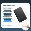 Black rechargeable Find My compatible tracking card with keychain attachment