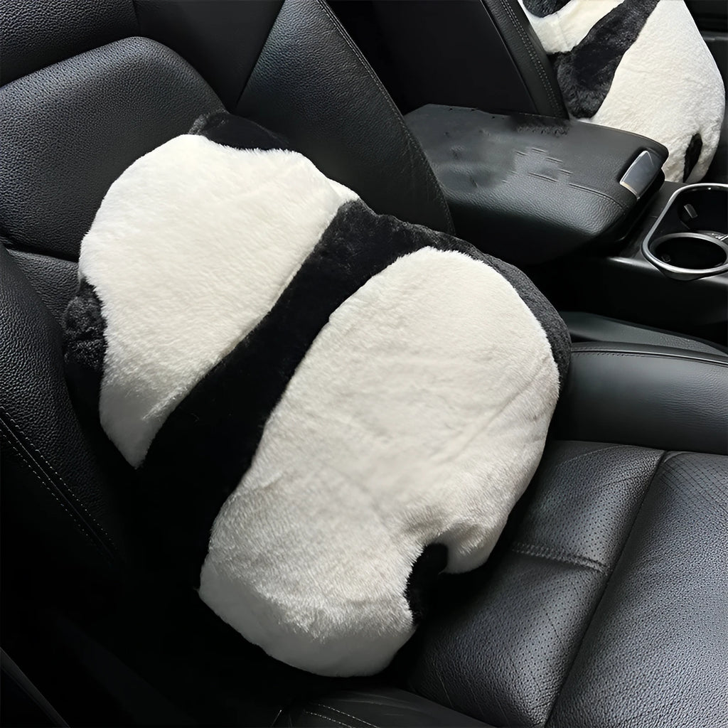 Cartoon panda automotive lumbar support cushion with plush material and PP cotton filler