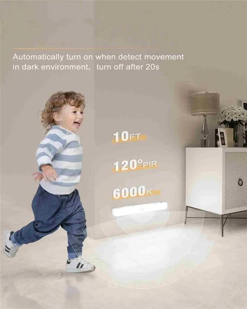 White battery-powered motion sensor cabinet light with adjustable length 1m to 5m