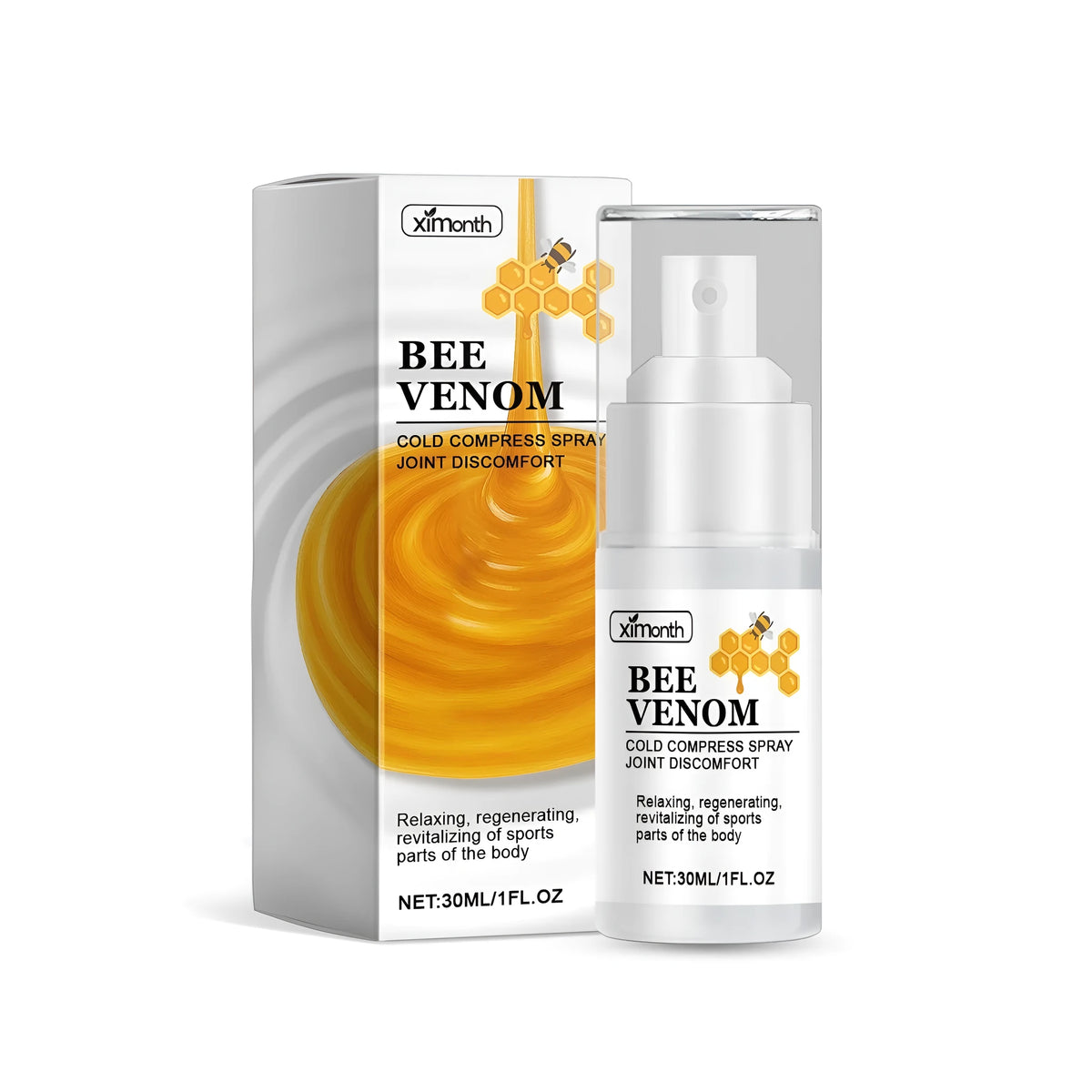 30ml joint cold compress spray bottle with Centella asiatica and bee venom active ingredients