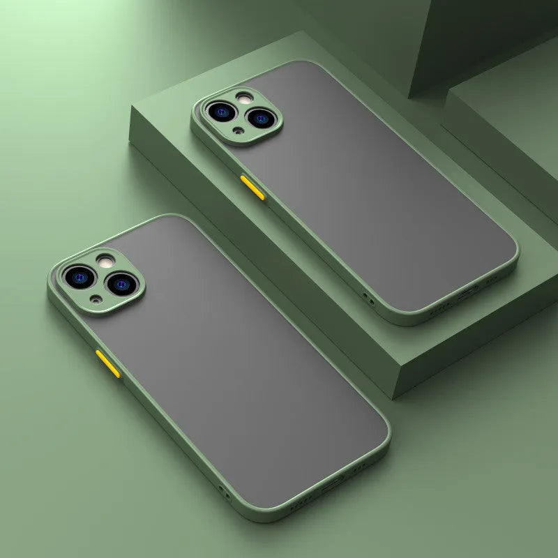 Frosted hard protective iPhone case with full lens cover and fine hole skin-sensing design.