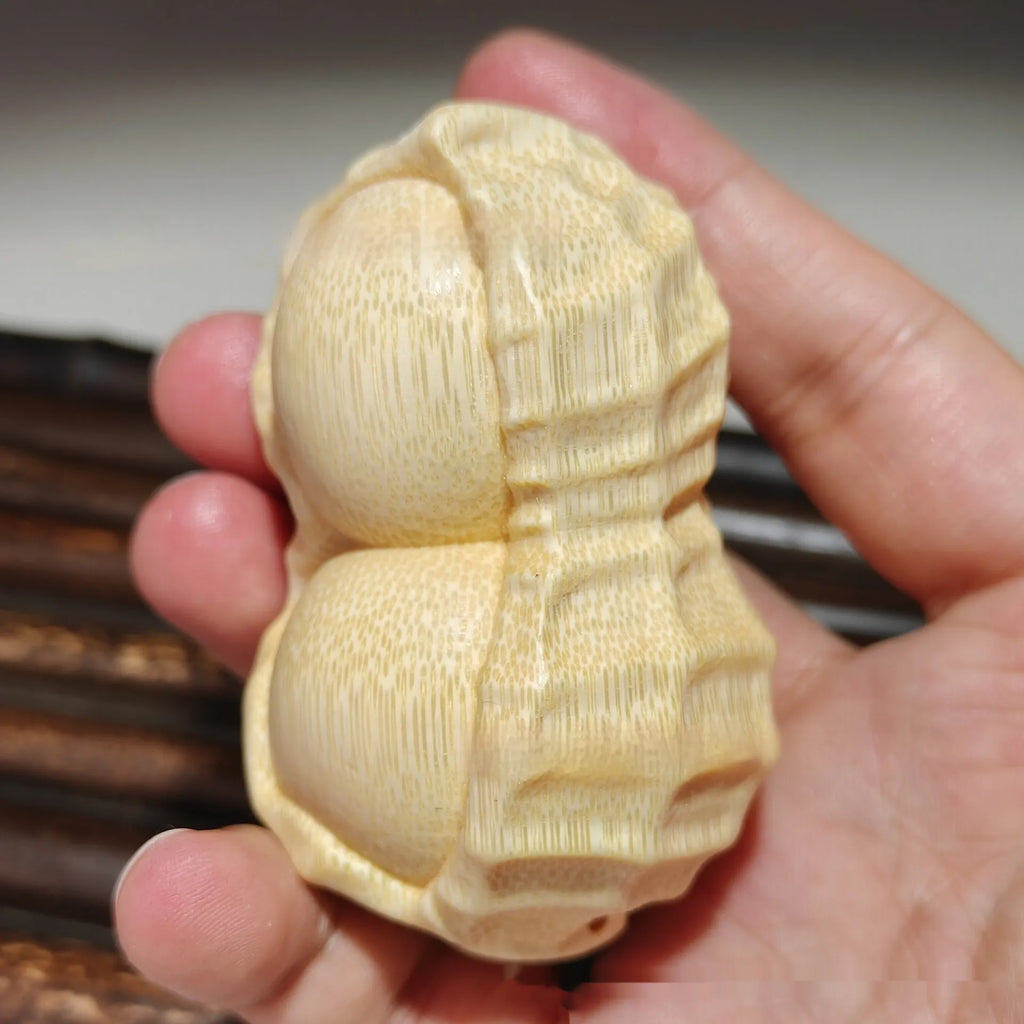 Solid bamboo carving peanut ornament with good things may happen inscription modern simplicity design