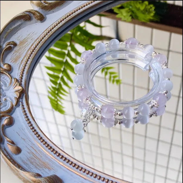Opal amethyst crystal moon bracelet larger than 20mm with handmade freshly baked elements
