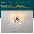 Round dandelion crystal ceiling lamp with four chrome heads and a 40cm diameter