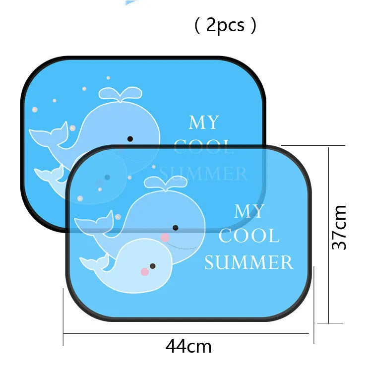Electrostatic adsorption car sunshade pair with animal designs for side window sun protection