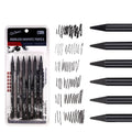 Set of six wood-free graphite sketching pencils in grades HB, 2B, 4B, 6B, 8B, and EE.