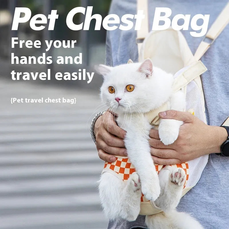 Soft cat carrier backpack in non-woven polyester canvas with shoulder straps