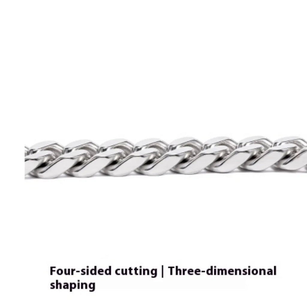 Hip-hop titanium steel Cuban choker clavicle chain with polished finish on a flat surface