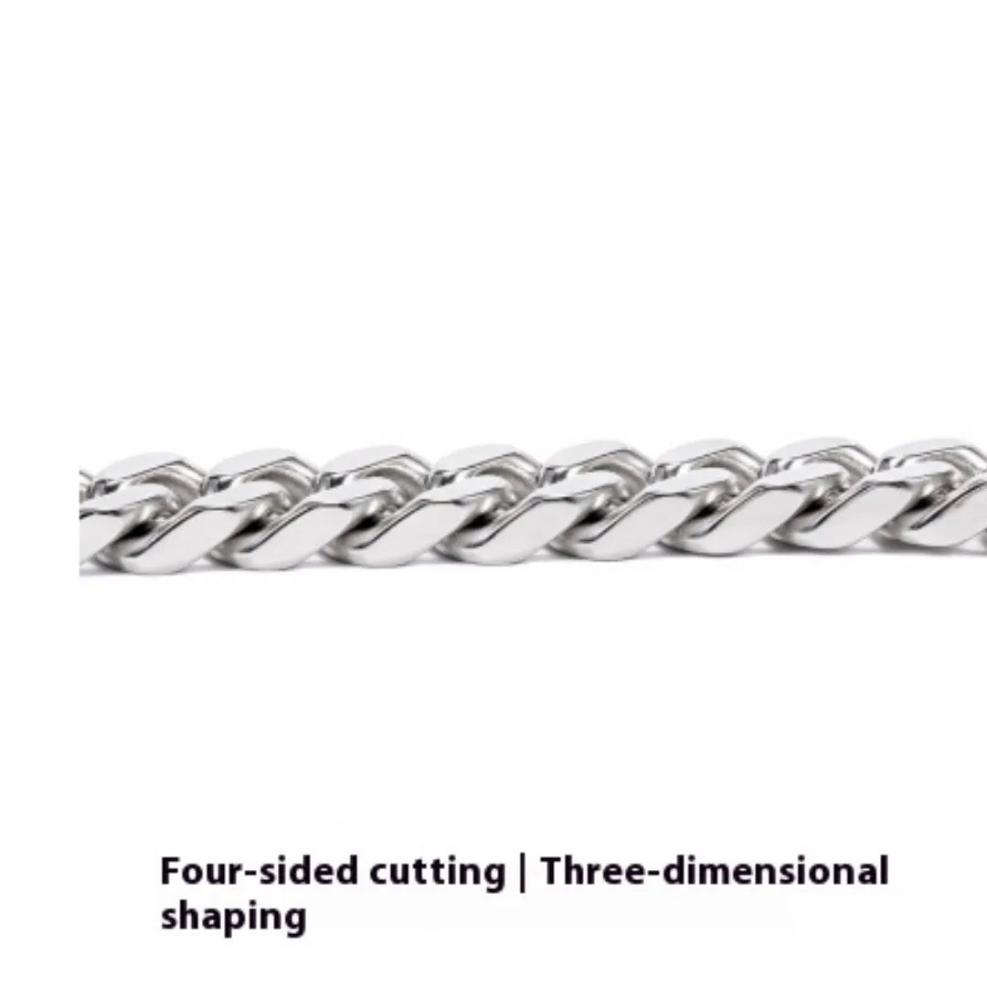Hip-hop titanium steel Cuban choker clavicle chain with polished finish on a flat surface