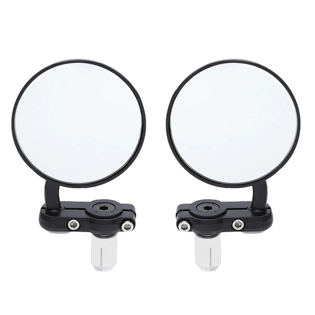 Motorcycle modified handlebar rearview mirror with 22mm clamp black aluminium cover spherical glass