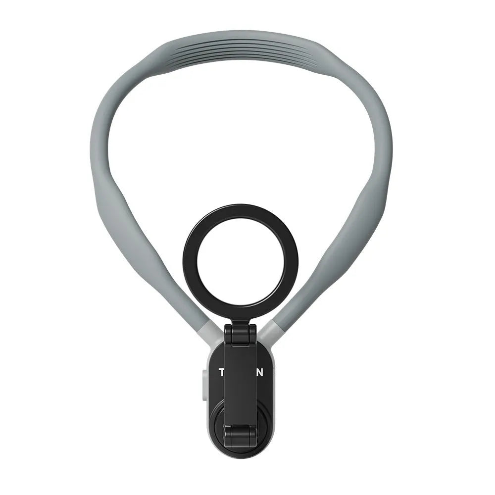 Silicone magnetic phone neck mount with quick release bracket showing gray colour option