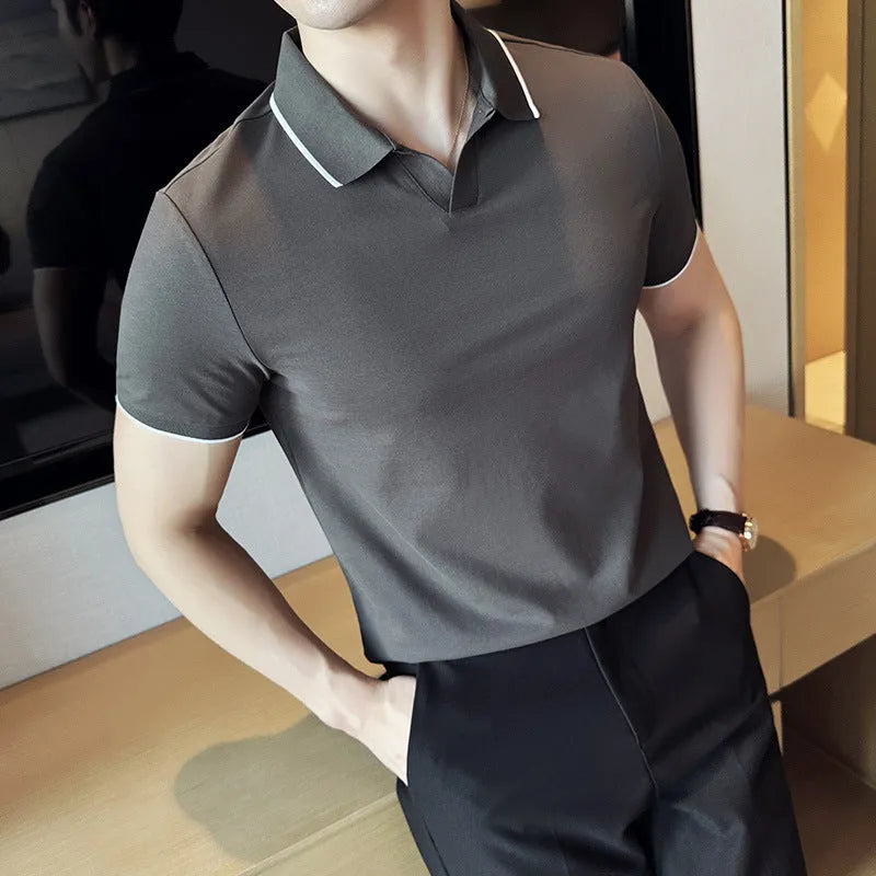 Men's cotton blend lapel polo shirt in multiple colour options with short sleeves
