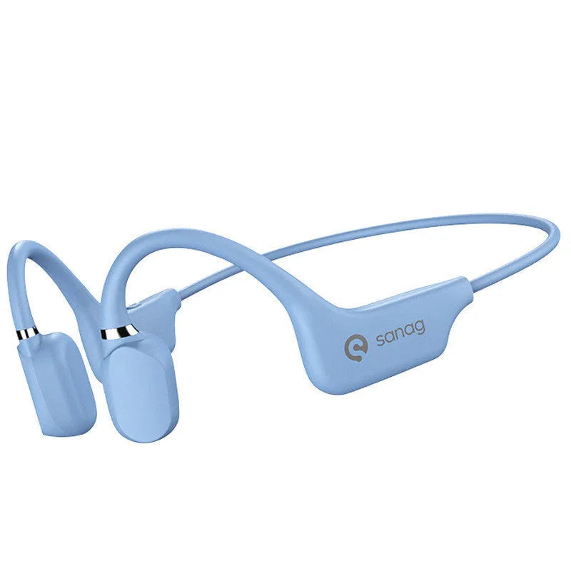 Bone conduction Bluetooth headphones with a neckband, shown in one of six available colours.