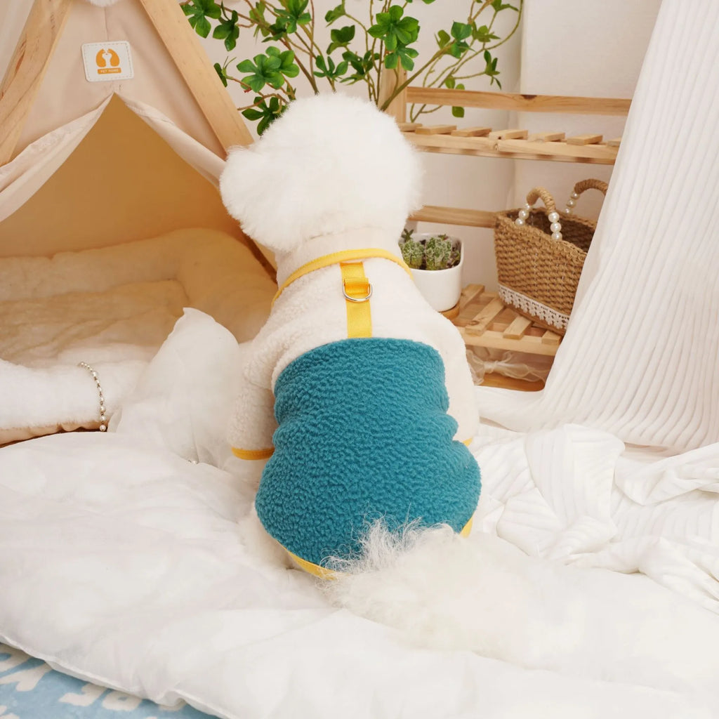 Lambswool fleece pet sweatshirt in caramel colour showing casual styling for dogs or cats