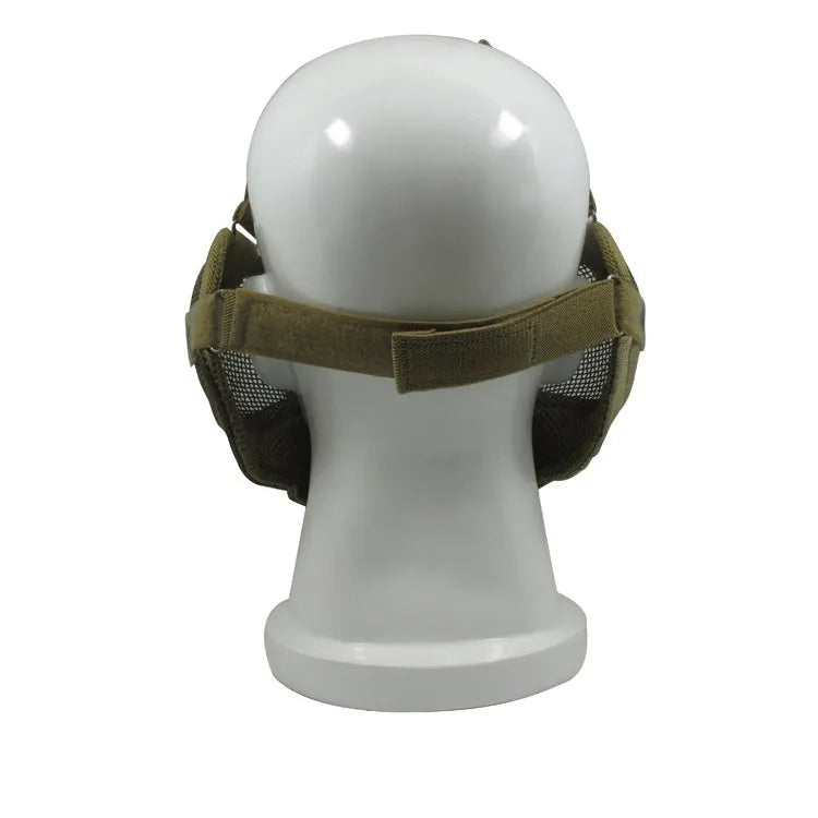 Carbon steel protective face mask with head-mounted design in camouflage colour option
