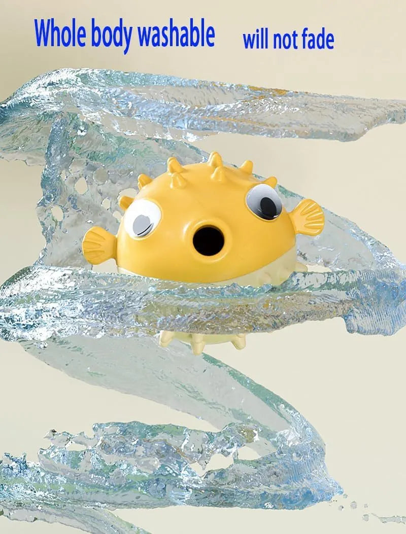 Green fish-shaped interactive dog chew toy with treat-dispensing hole and textured surface.
