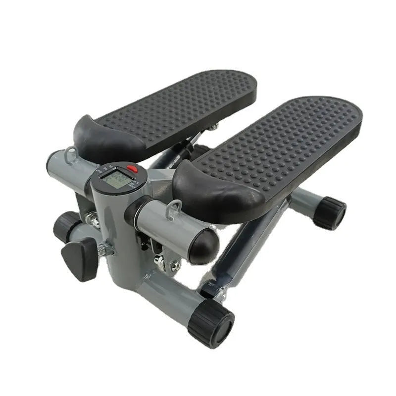 Silver grey household mini treadmill with hydraulic resistance and foldable pedals