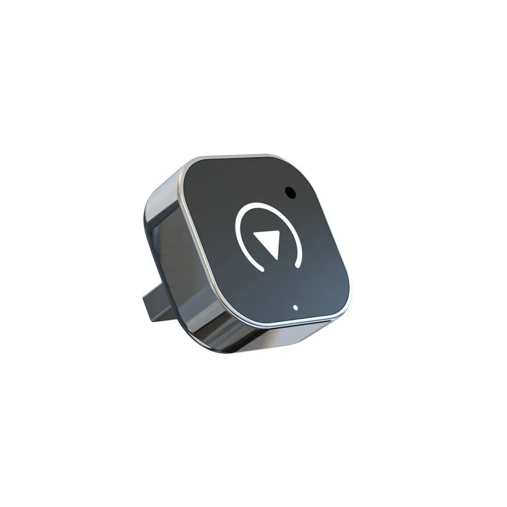 Black CarPlay box wired to wireless adapter with USB interface, front view