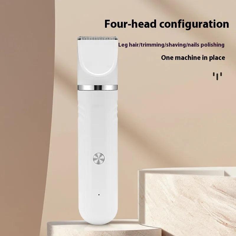 Pet shaver electric clipper in pearl white with multiple cutter head options for waterproof grooming