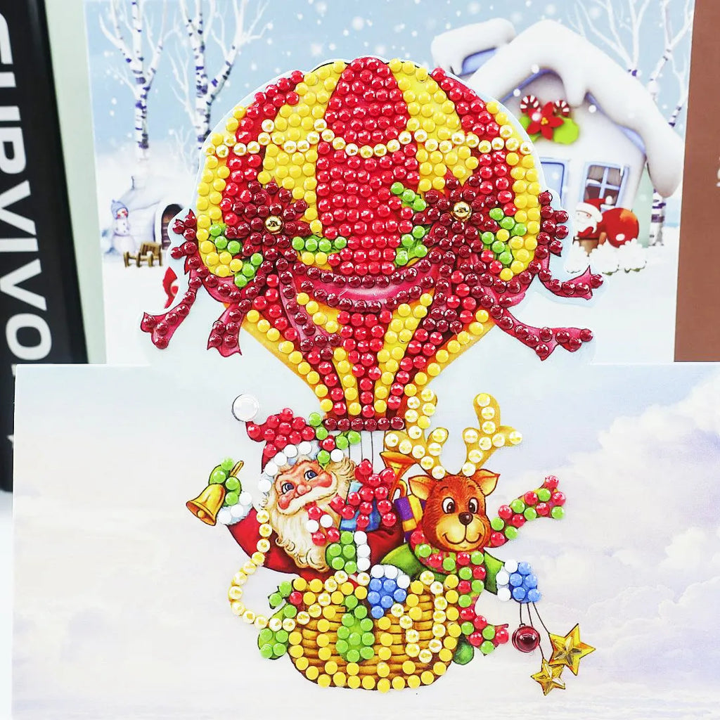 Christmas DIY diamond painting greeting card with 5D resin diamonds on cardboard base size 15x15cm folded