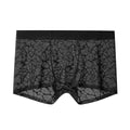 Men's leopard jacquard pattern underwear in nylon, shown in multiple colours.