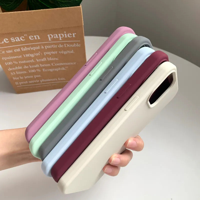 Fully flocking liquid silicone phone case in grey for Apple iPhone 13 Pro with soft-touch finish
