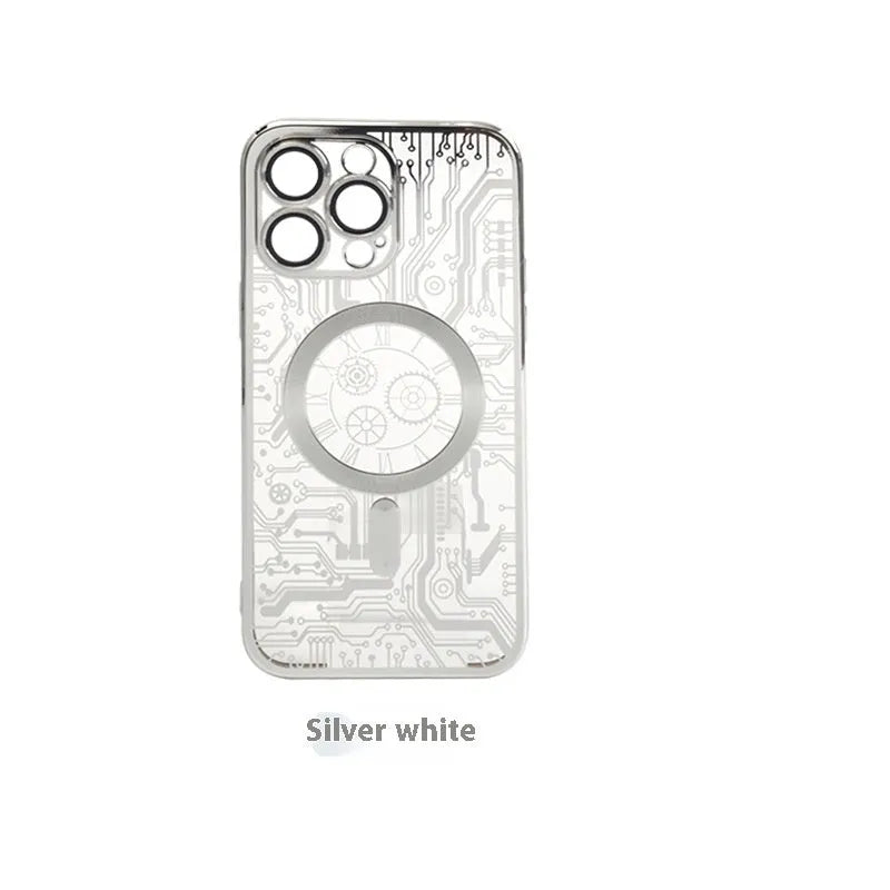 Magnetic TPU soft shell phone case with lens protector in Titanium Gray for iPhone
