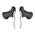 Pair of aluminium alloy road bicycle brake handles in black silver, showing clamp mechanism.