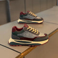 Retro style men's lace-up shoes with thick sole in beige red colour on a white background.