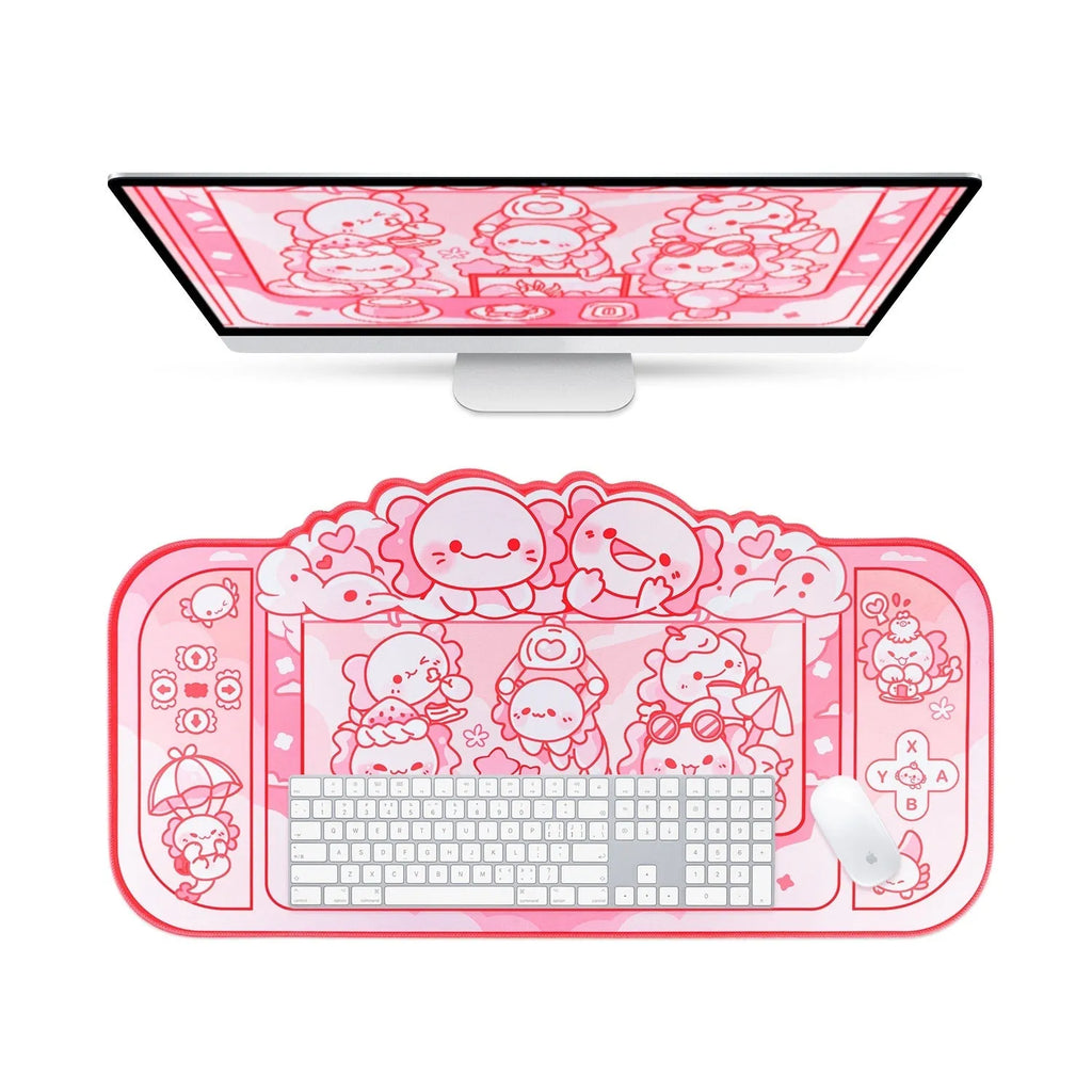 Hexagonal dragon crane machine anime design large cloth gaming mouse pad 75x40cm with wrist support
