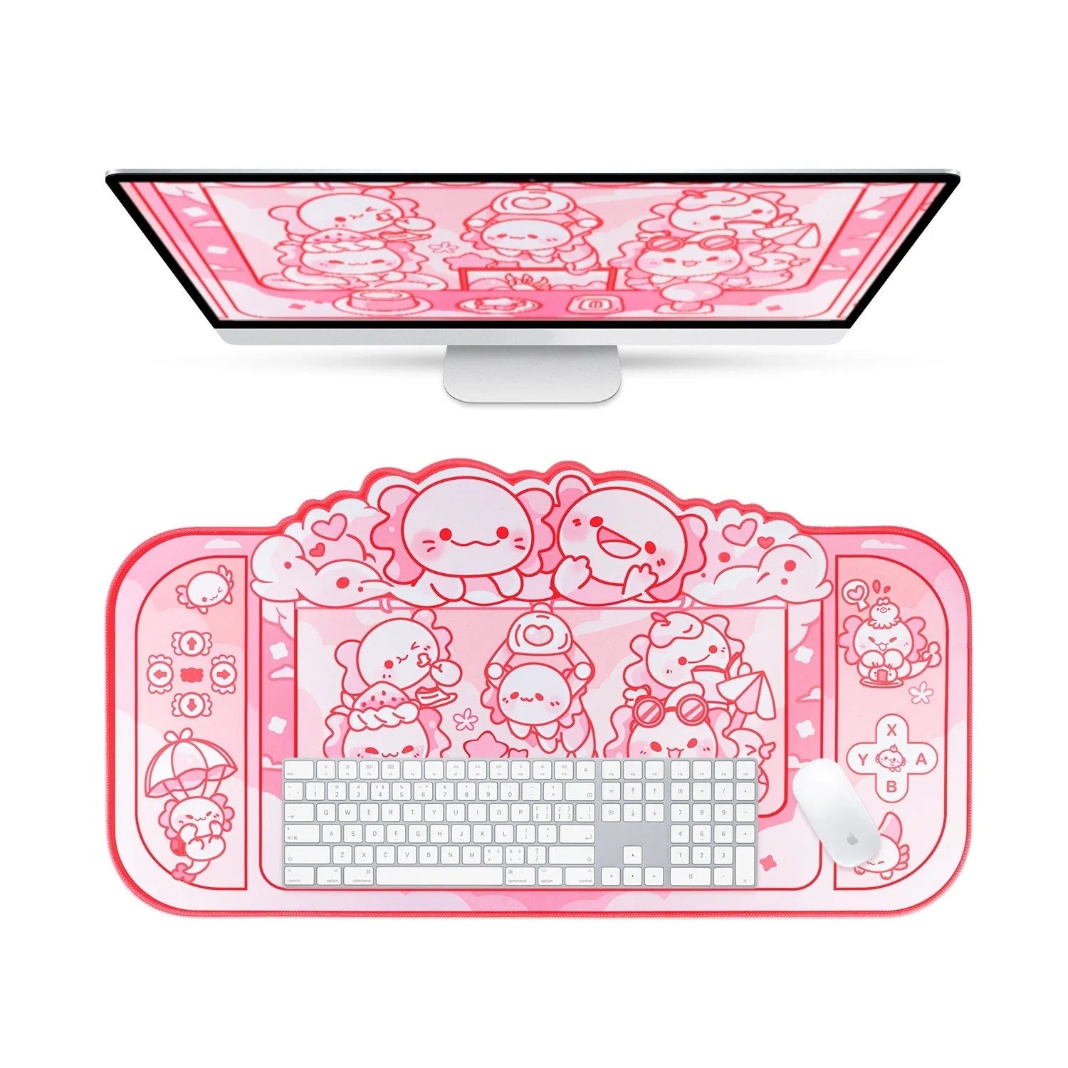 Hexagonal dragon crane machine anime design large cloth gaming mouse pad 75x40cm with wrist support