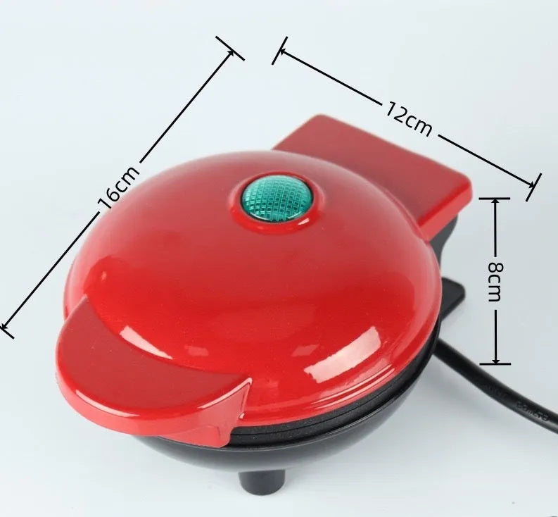 Mini waffle machine in white, 16.5cm tall, with electric heating tube and UK plug, on a countertop