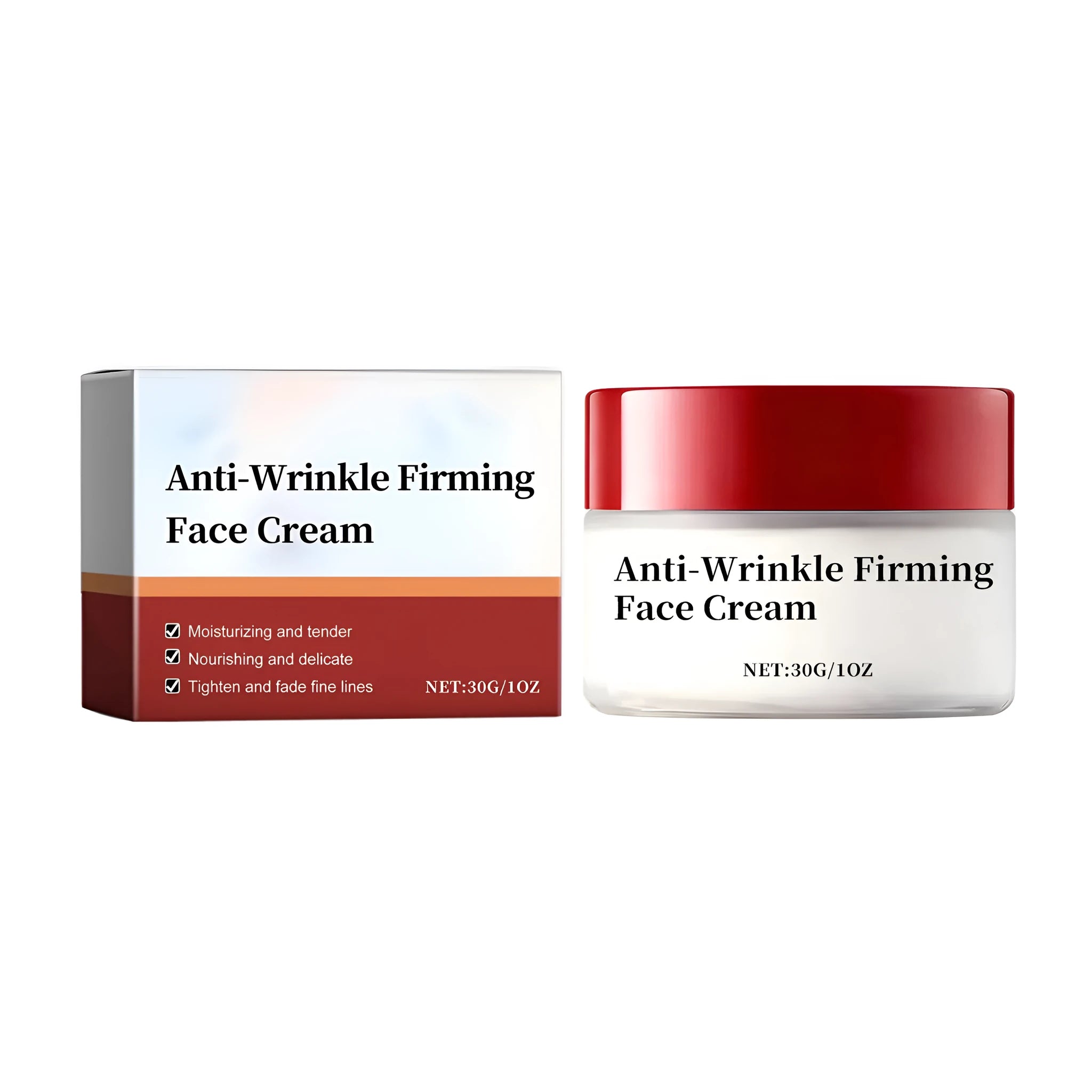 Anti-wrinkle firming cream 30g jar with peptide and hyaluronic acid label