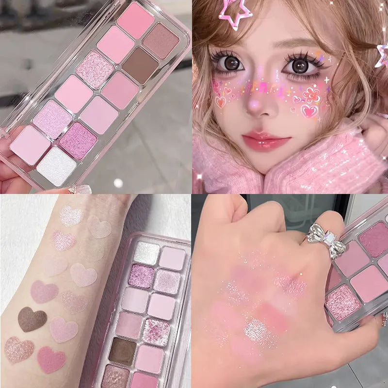 Creative Home 12 colour eye shadow plate showing matte and shimmer eyeshadows in compact palette