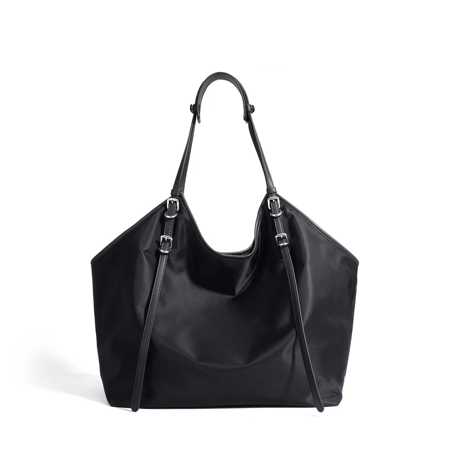 Denim women's patchwork casual crossbody bag shell shape black colour with inner pocket