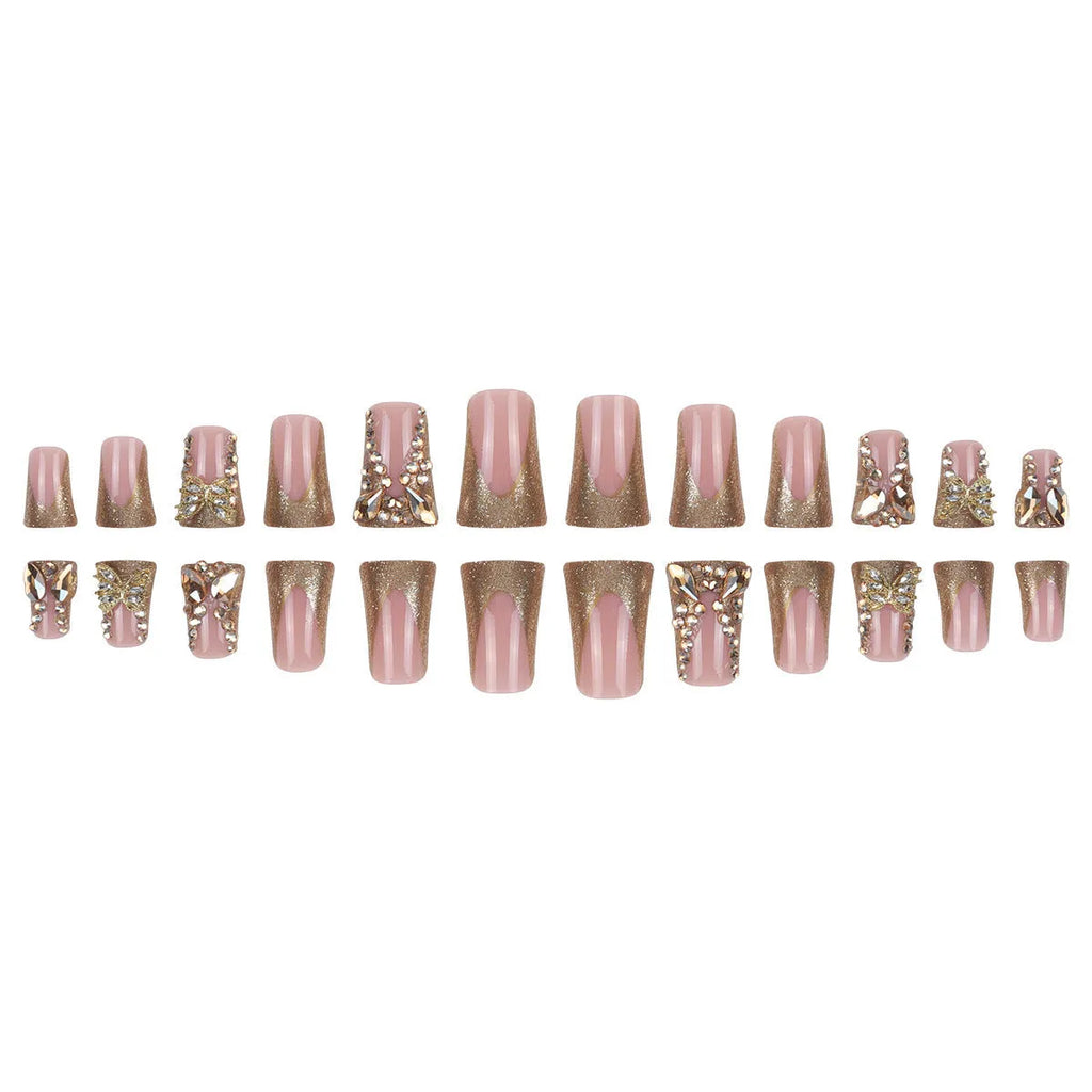 Golden diamond and butterfly debris nail stickers in colour D34 with jelly glue