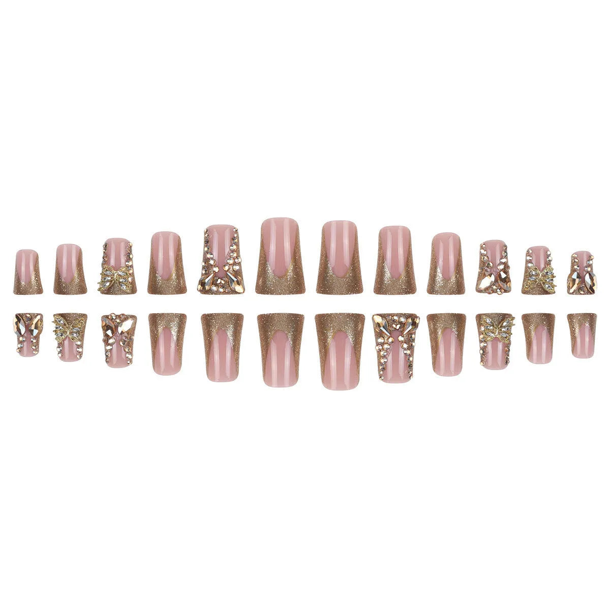 Golden diamond and butterfly debris nail stickers in colour D34 with jelly glue