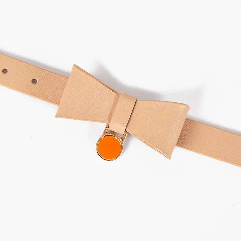 Brown leather cat collar shown on a white background