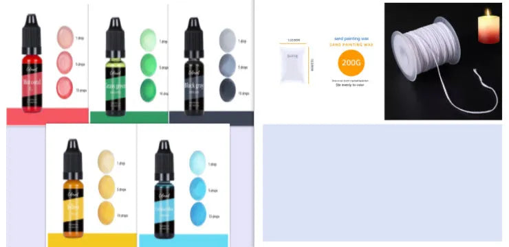 30 colour candle and soap dye pigment concentrate in 10ml bottles with needle-drip application