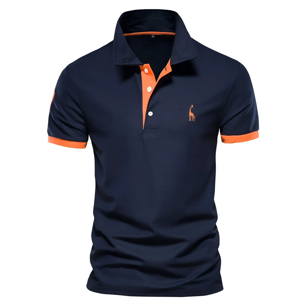 Men's slim fit grey T-shirt with a detailed embroidered deer pattern on the chest.
